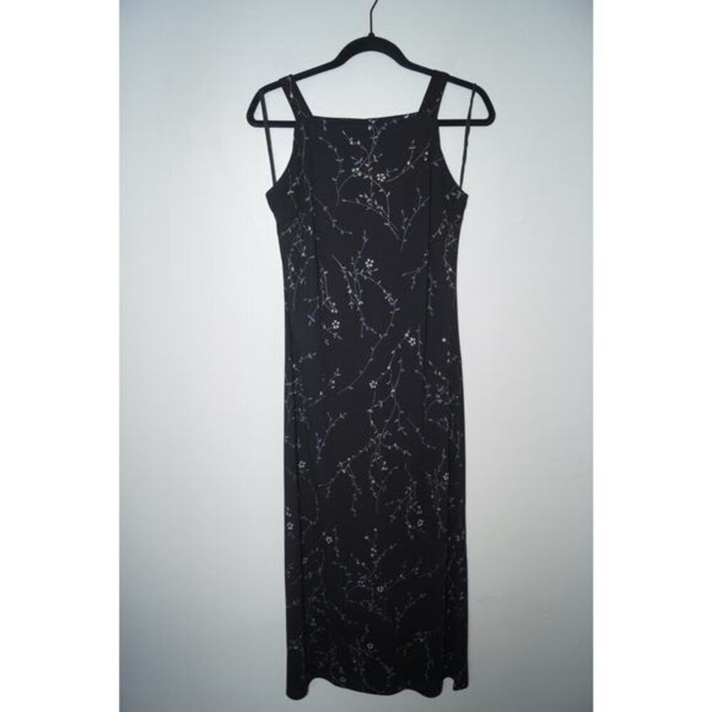 Breakin' Loose Vintage Y2K Maxi Dress Black Floral with Shimmer Size 9/10